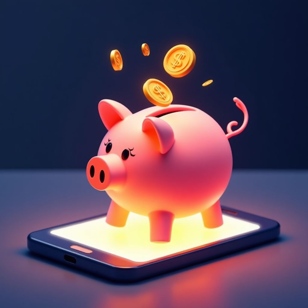 Alcancia digital simbolizando metas de ahorro